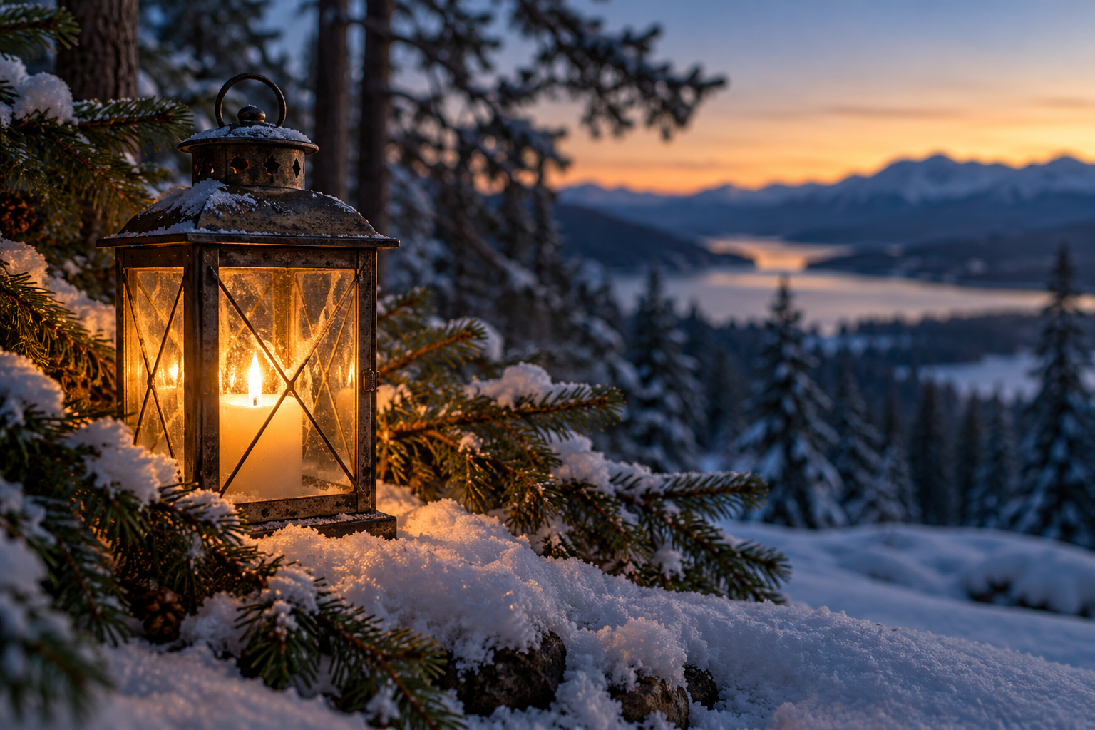 Laternenlicht im Winterwald